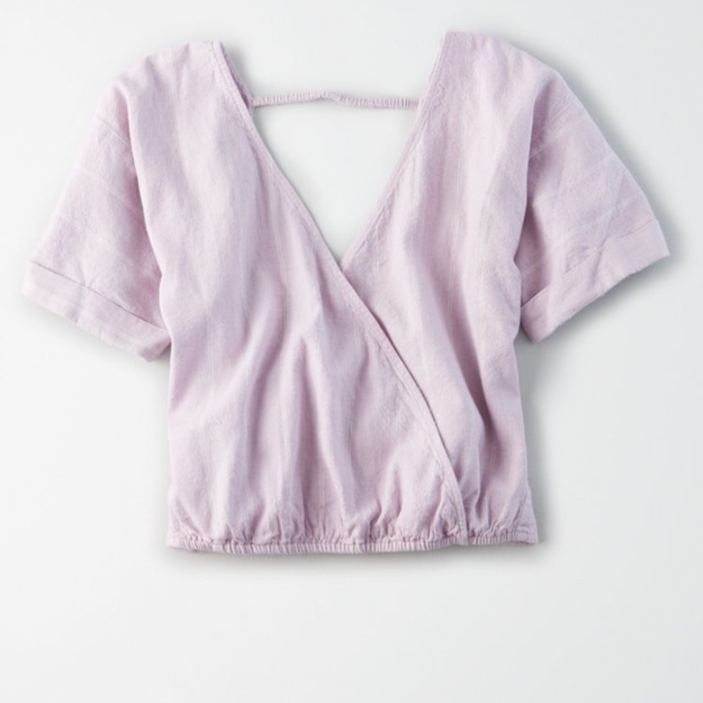 American Eagle Outfitters Light Lavender Wrap Crop Top
